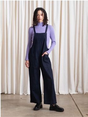 Ali Golden Wide Leg Overalls Dark Denim Medium